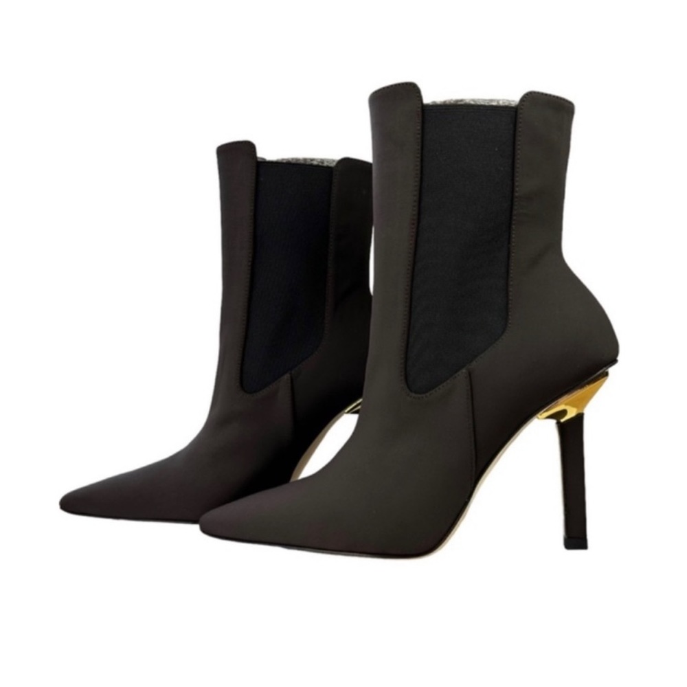 NEW Good American Chocolate Neoprene Kickstand High Heeled Ankle Booties